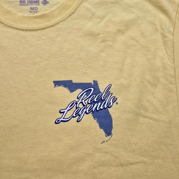 Reel Legends Tshirt Mens Medium Yellow Redfish Florida Graphic Tee Fishing NWT - Picture 4 of 7